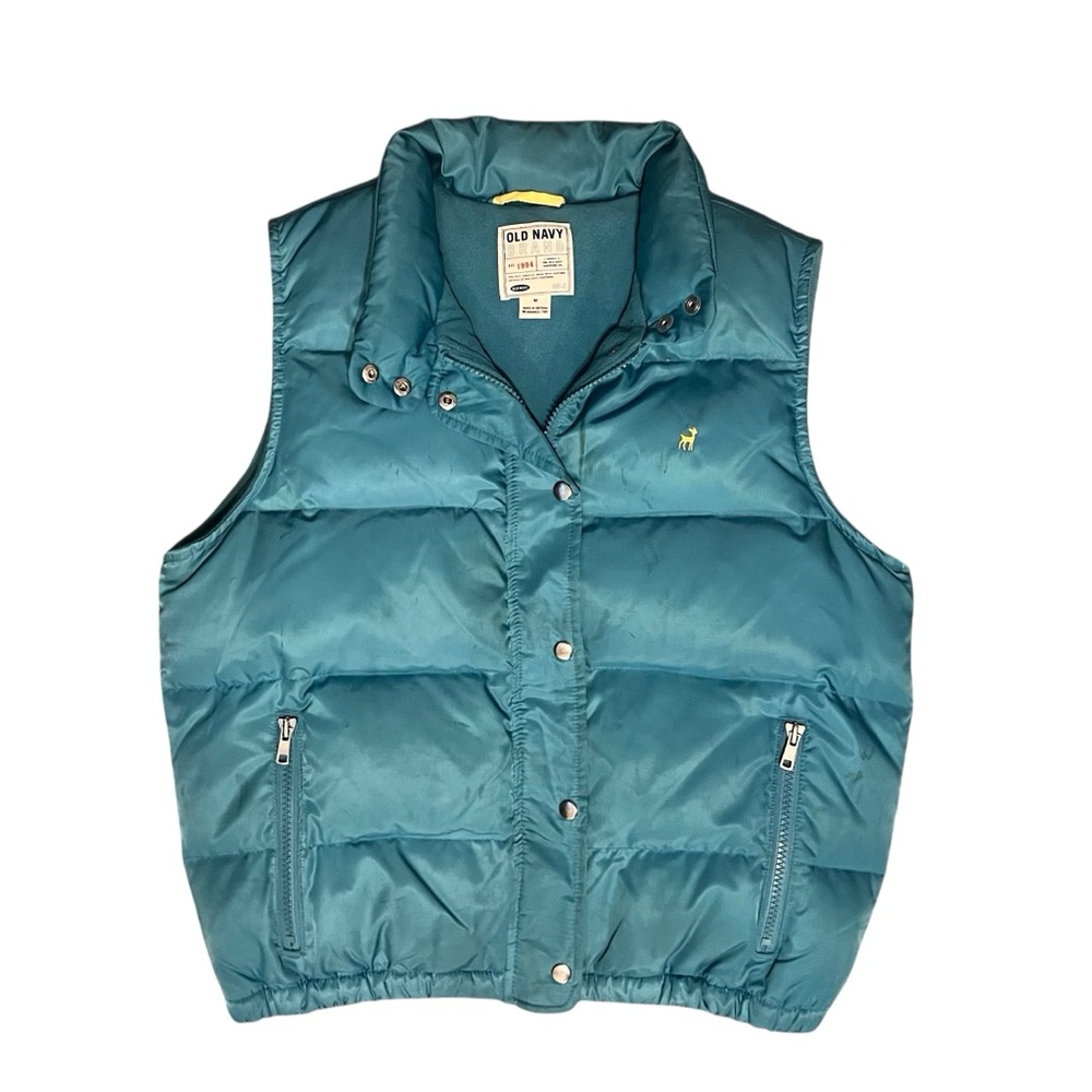 Old Navy Blue Water Resistant Down Quilted Vest Size M